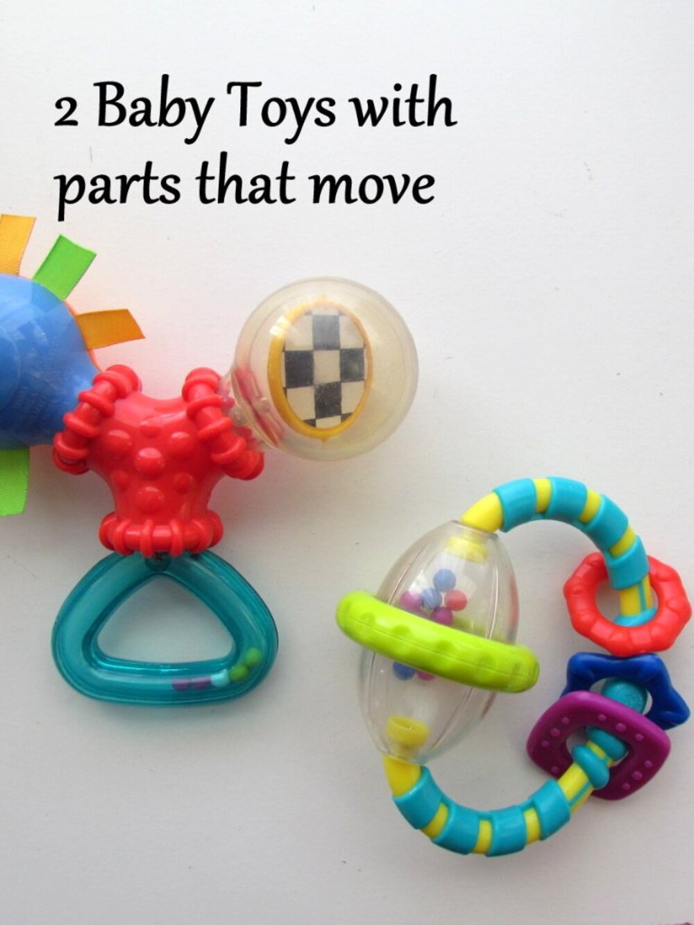 2 BABY TOYS, FISHER-PRICE + KIDS II, MOVING PARTS, BRIGHT and CLEAN INTERACTIVE